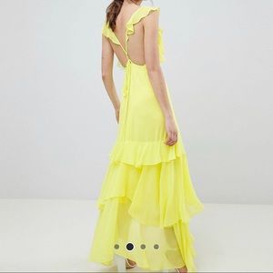 ASOS Neon Yellow Ruffle Maxi Dress